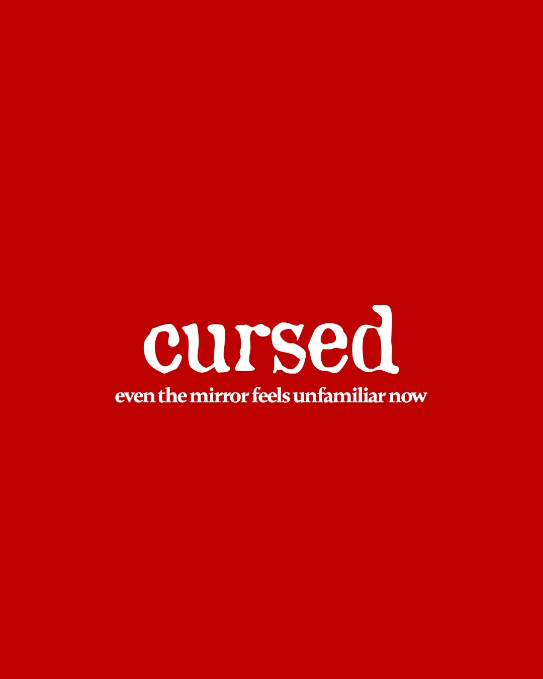 Cursed set in white on deep red.