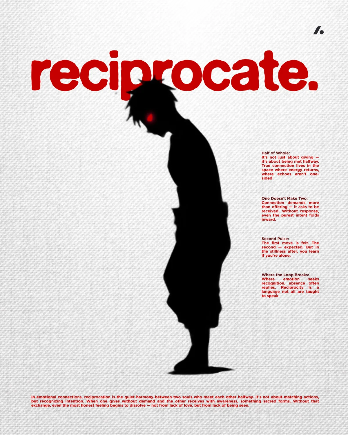 Reciprocate on white, the figure in black.