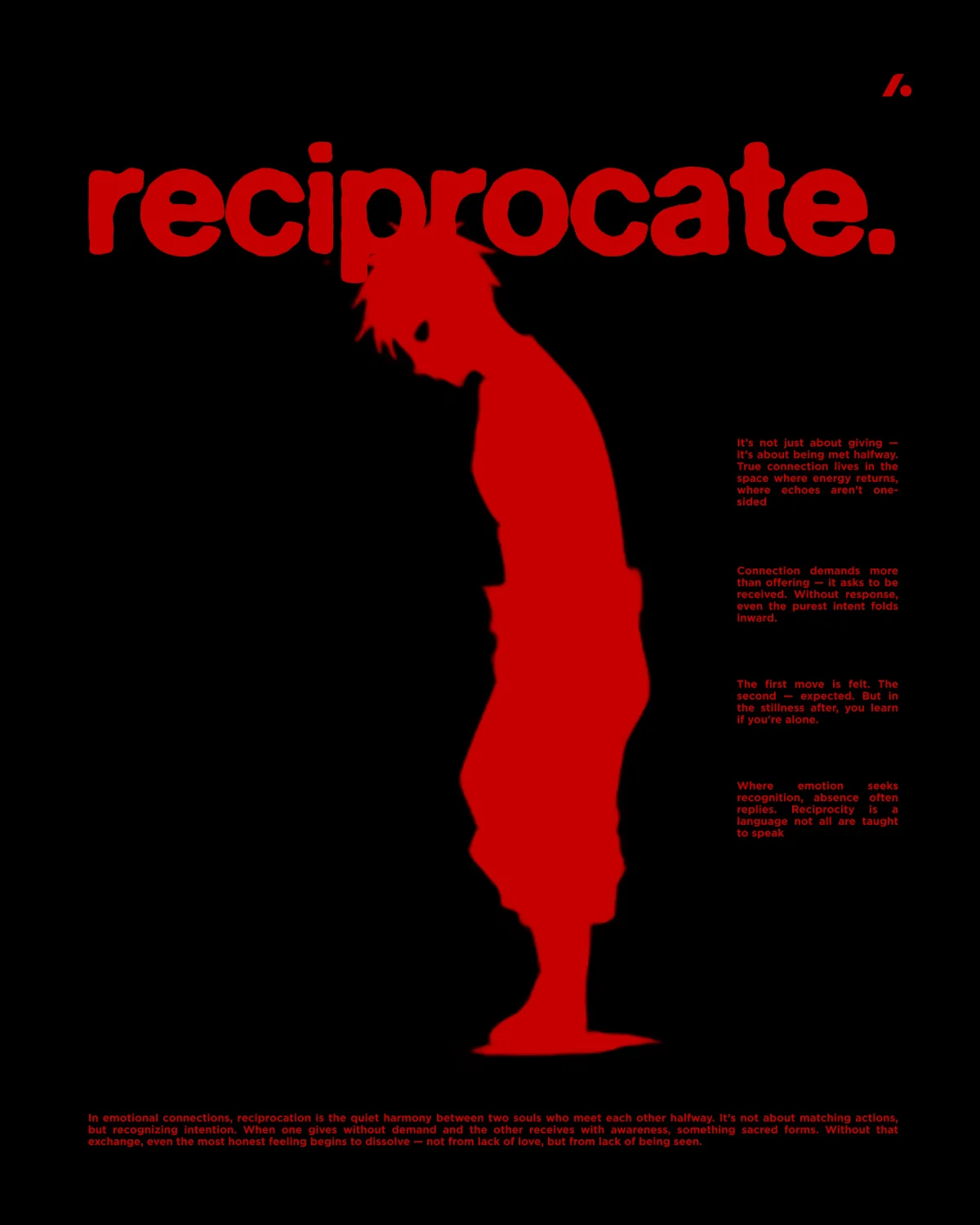 Reciprocate on black, the figure in red.